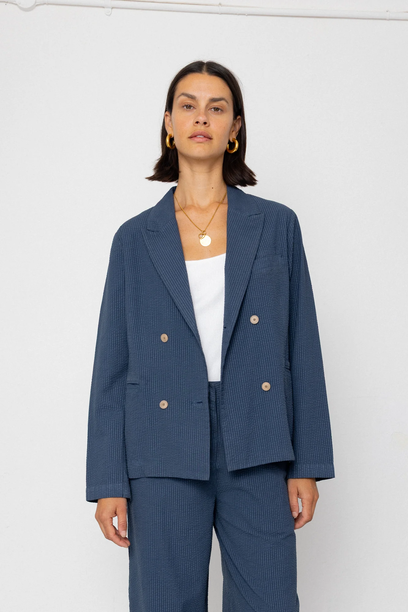 Relaxed Fit Blazer - Soft Indigo Overdyed Stripe - Image 3