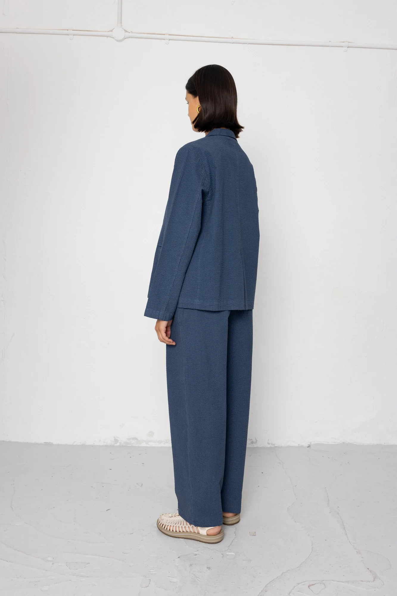 Relaxed Fit Blazer - Soft Indigo Overdyed Stripe - Image 5