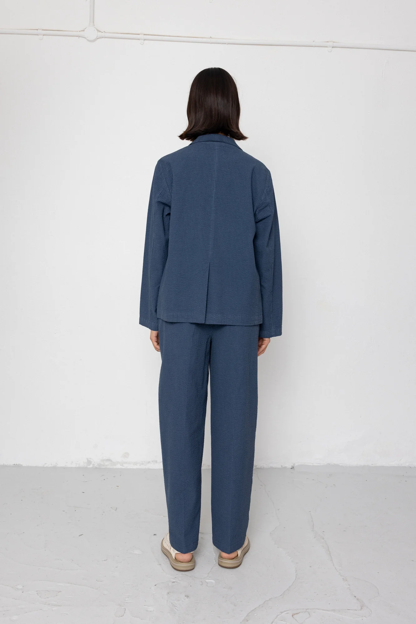 Relaxed Fit Blazer - Soft Indigo Overdyed Stripe - Image 7