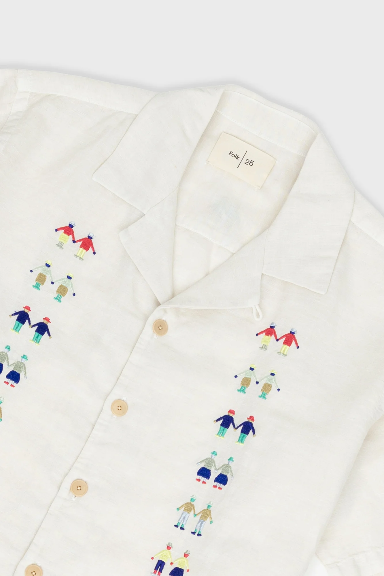 Relaxed Soft Collar Shirt - Ecru Track Embroidery - Image 5