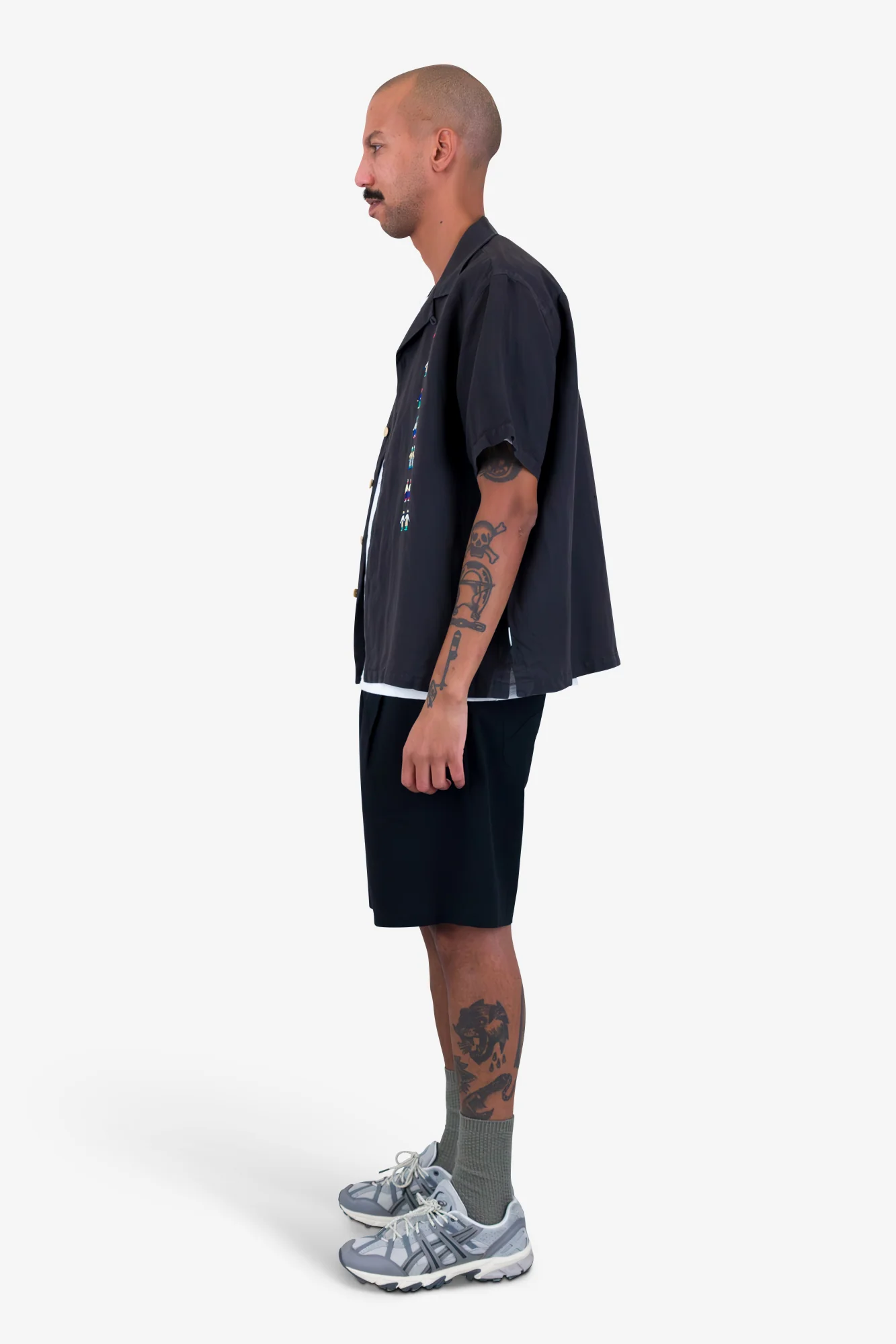 Relaxed Soft Collar Shirt - Soft Black Track Embroidery - Image 4