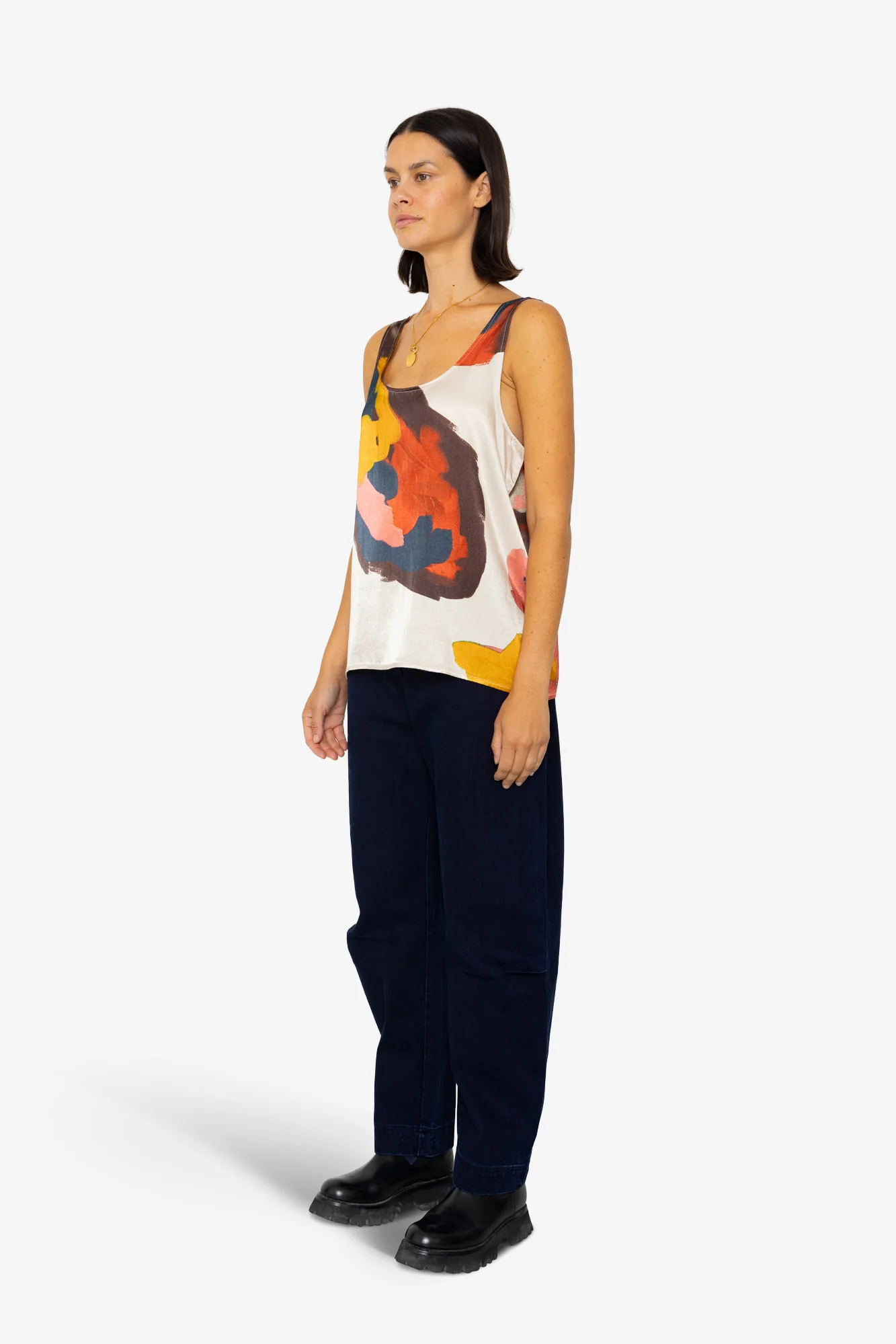 Scoop Back Vest - Impasto Print Satin - Image 3