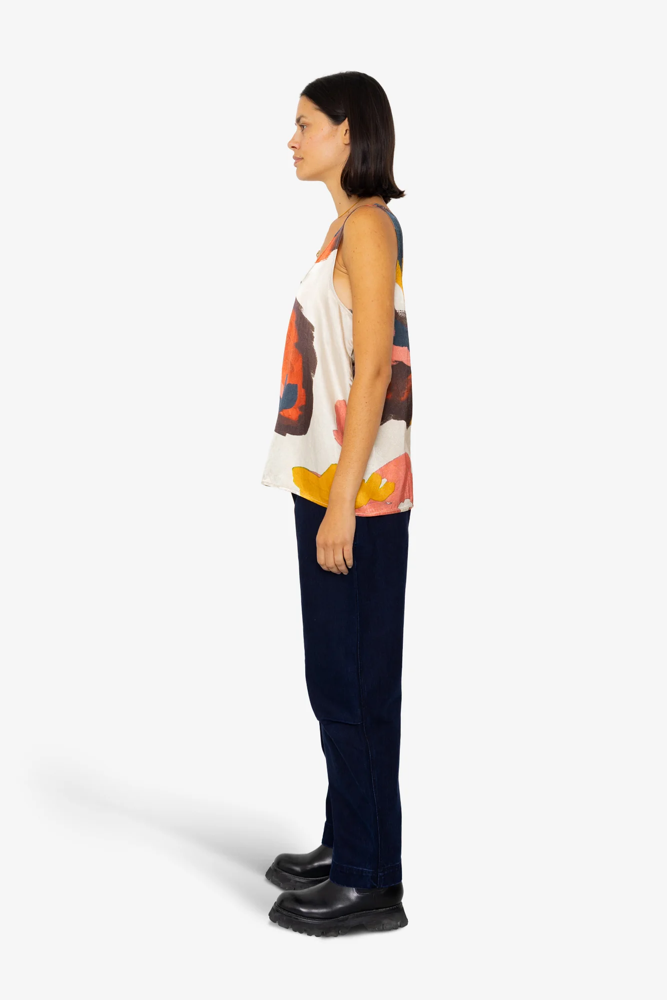 Scoop Back Vest - Impasto Print Satin - Image 4
