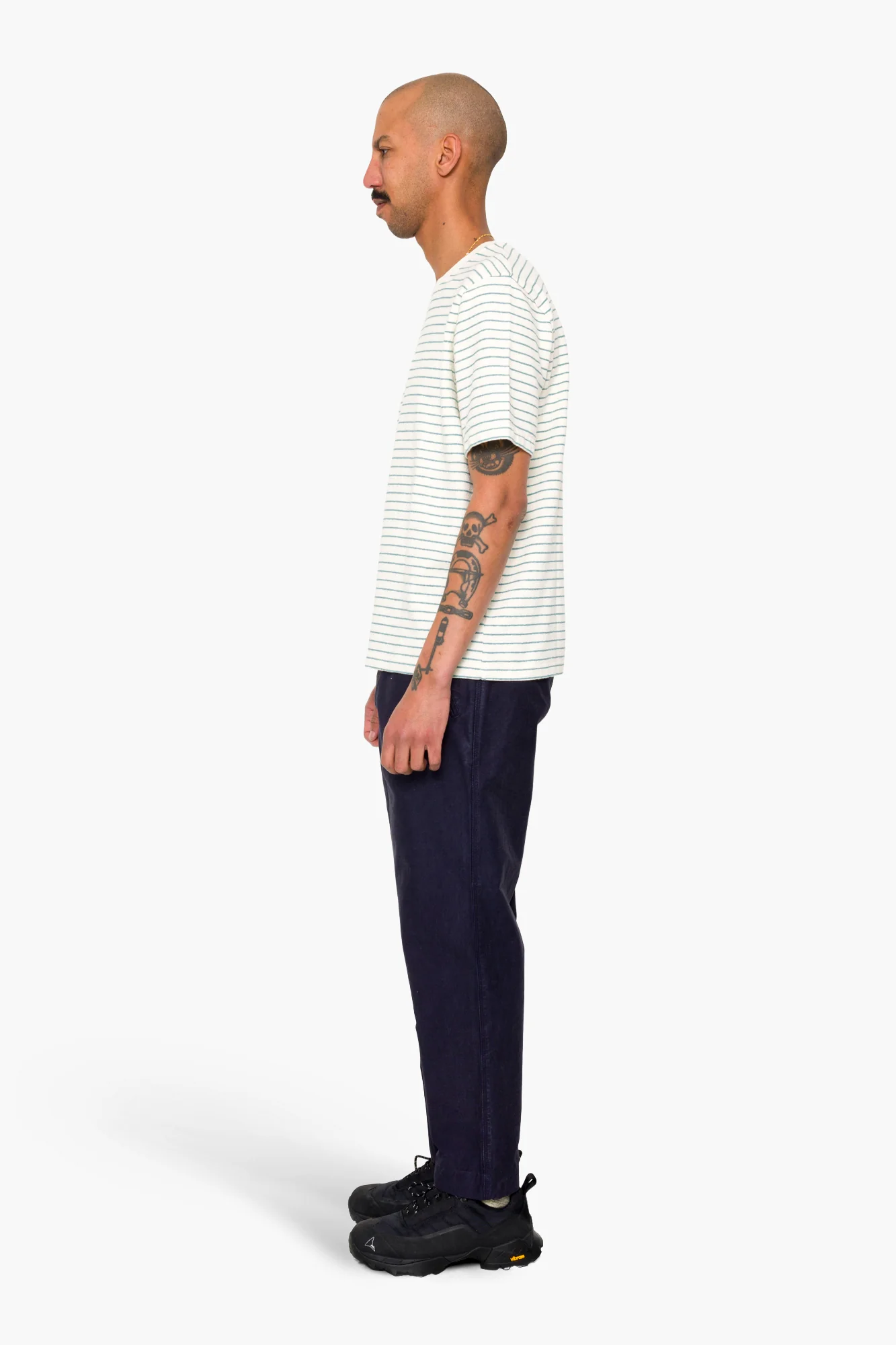 Short Sleeve Textured Stripe T-Shirt - Ecru / Misty Green - Image 4