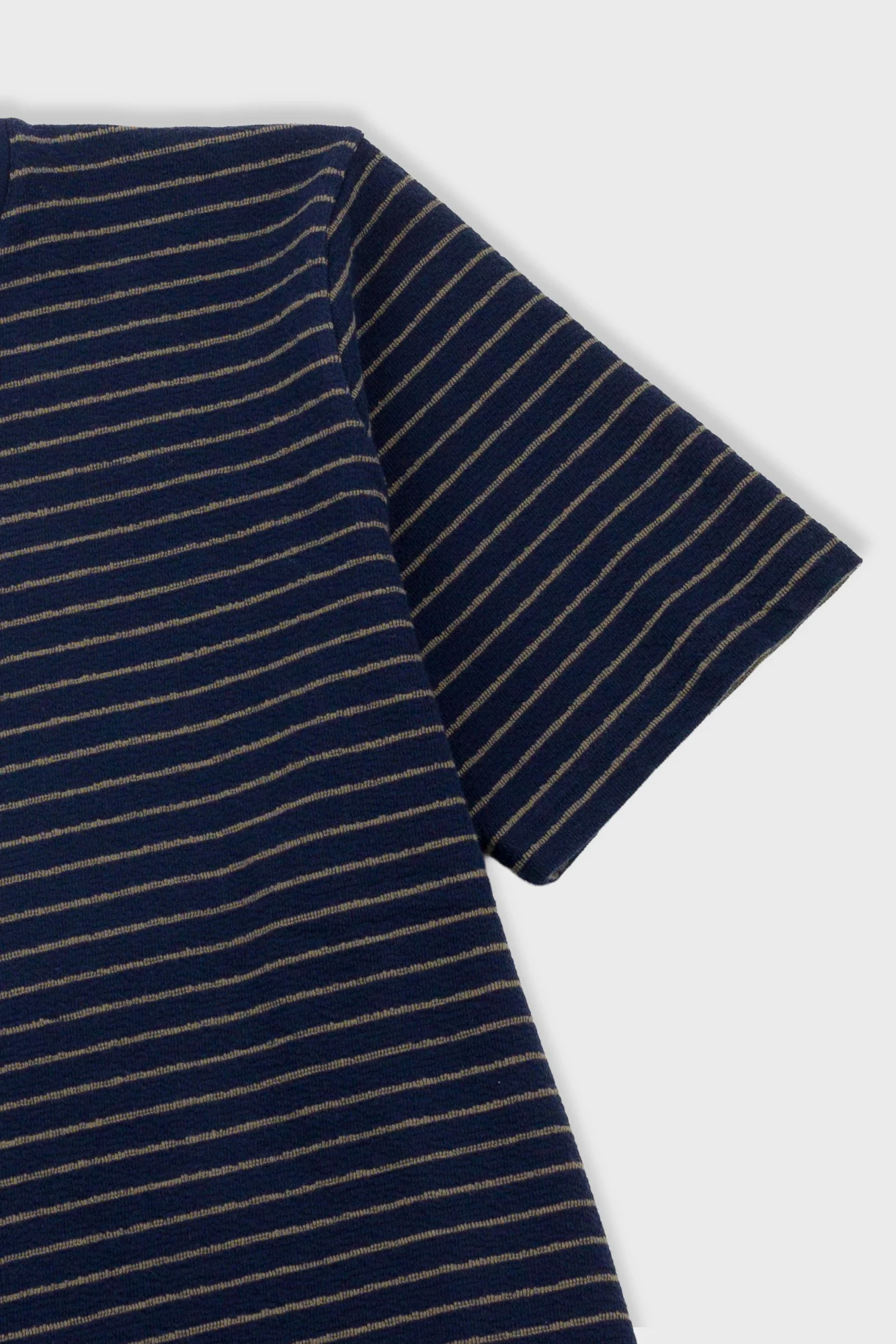 Short Sleeve Textured Stripe T-Shirt - Navy / Olive - Image 8