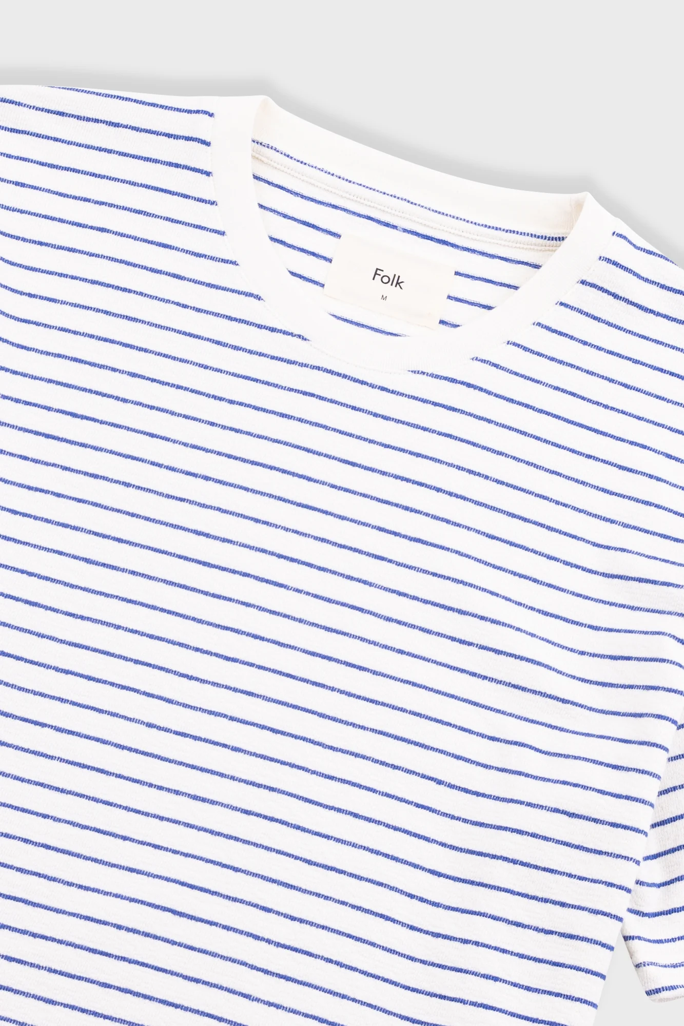 Short Sleeve Textured Striped T-Shirt - Ecru / Bright Blue - Image 5