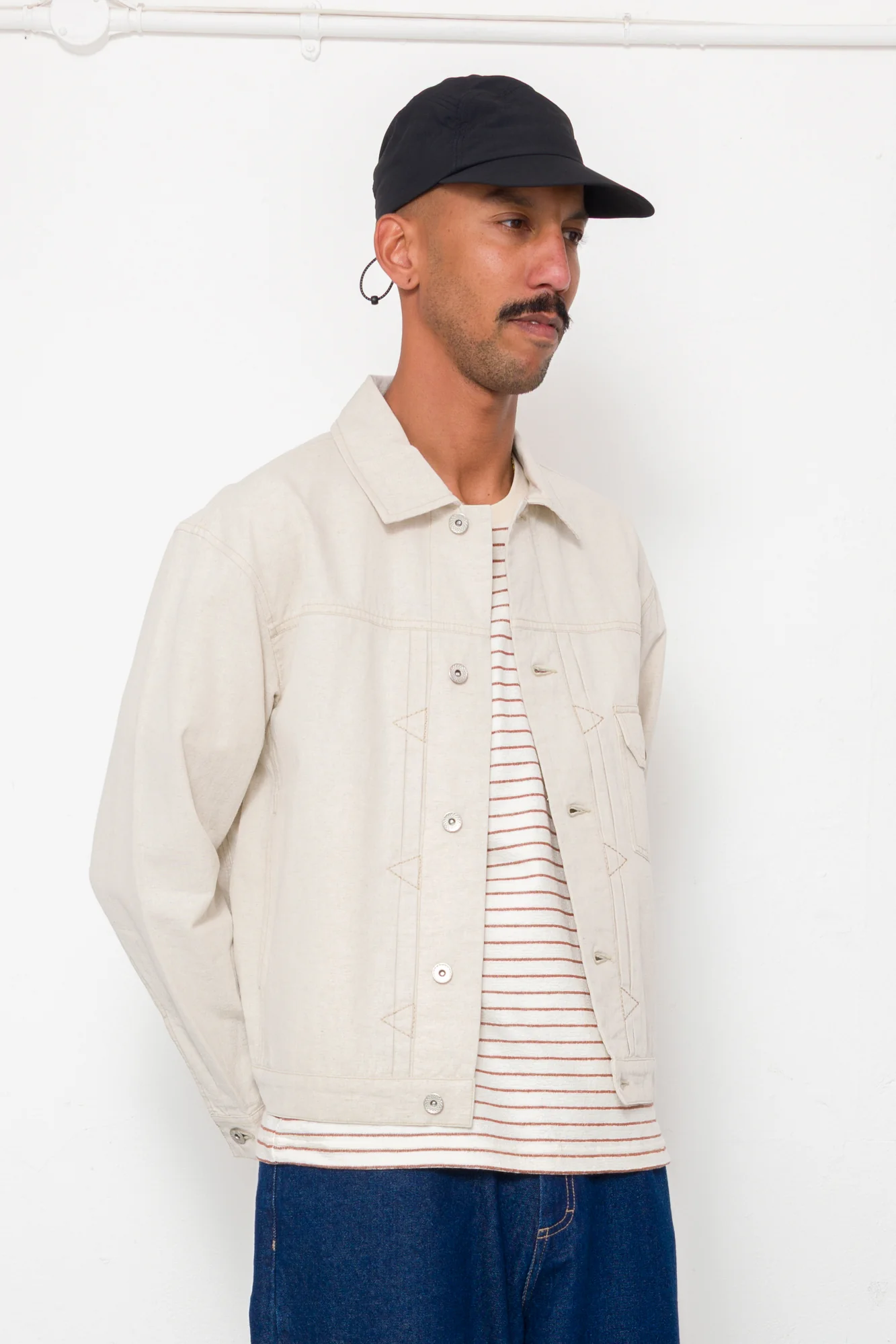 Trucker Jacket - Natural Linen Cotton Canvas - Image 7
