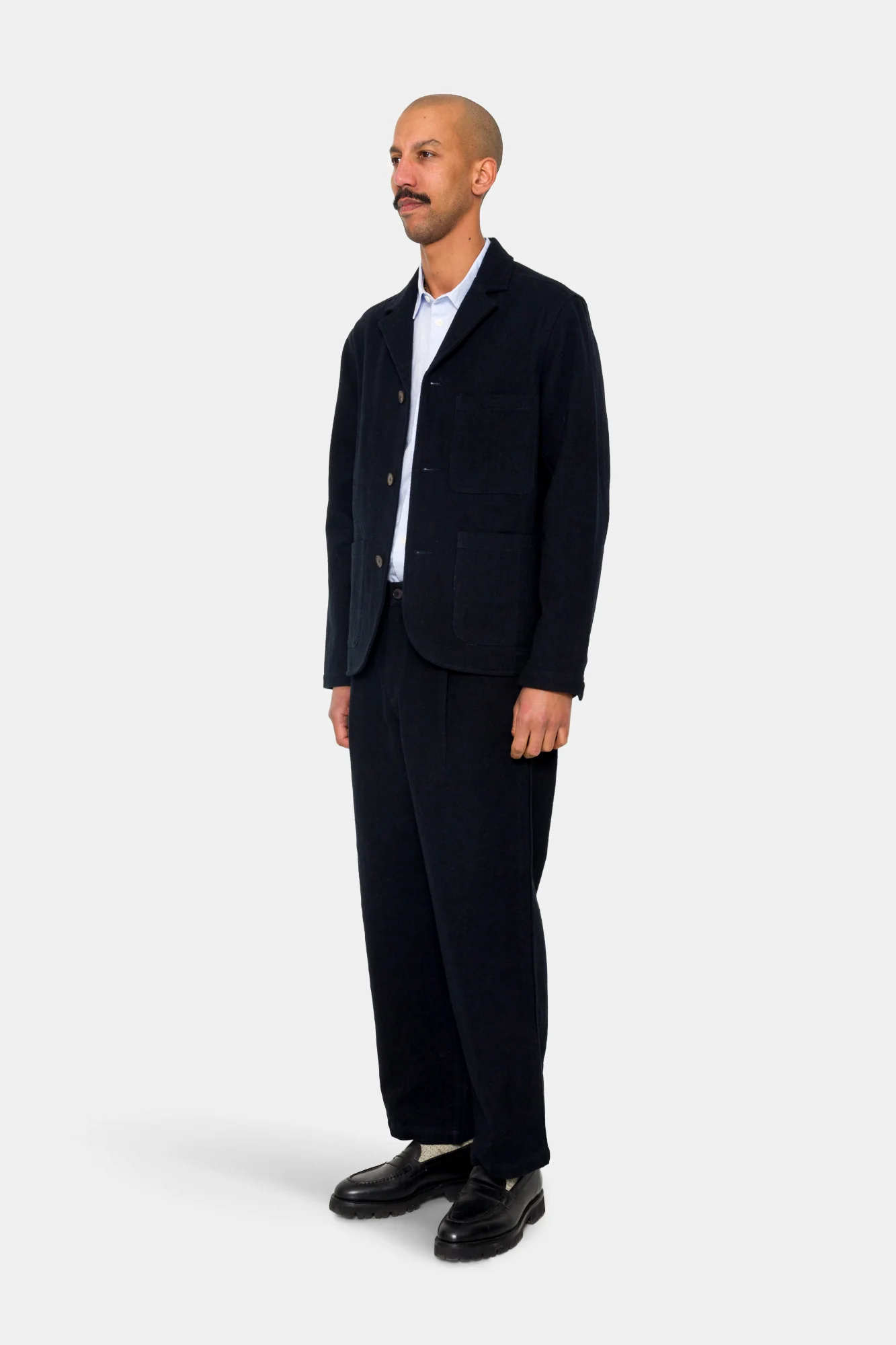 Wide Fit Blazer - Ash Navy Brushed Twill - Image 3