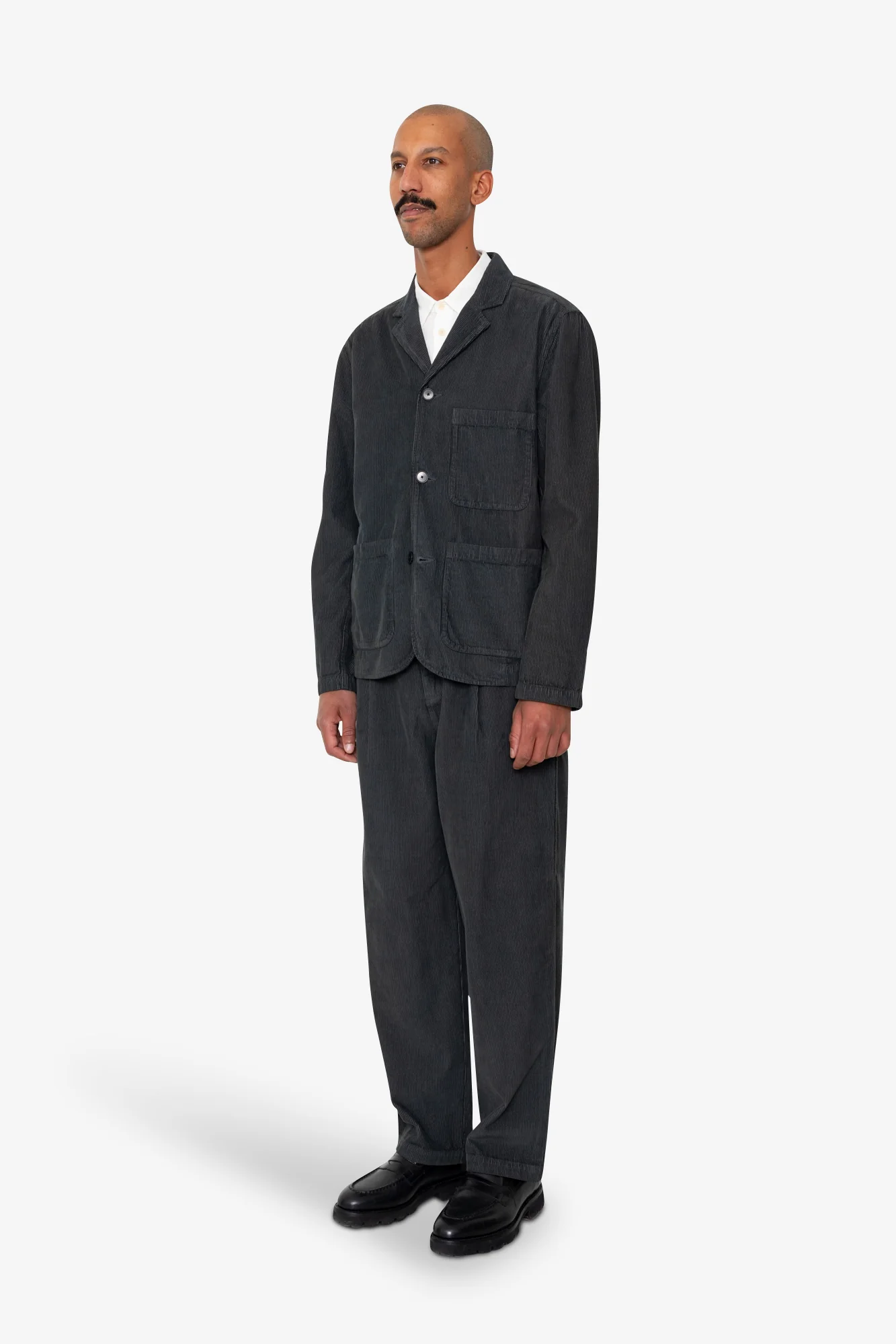 Wide Fit Blazer - Smoke Grey Cord - Image 3