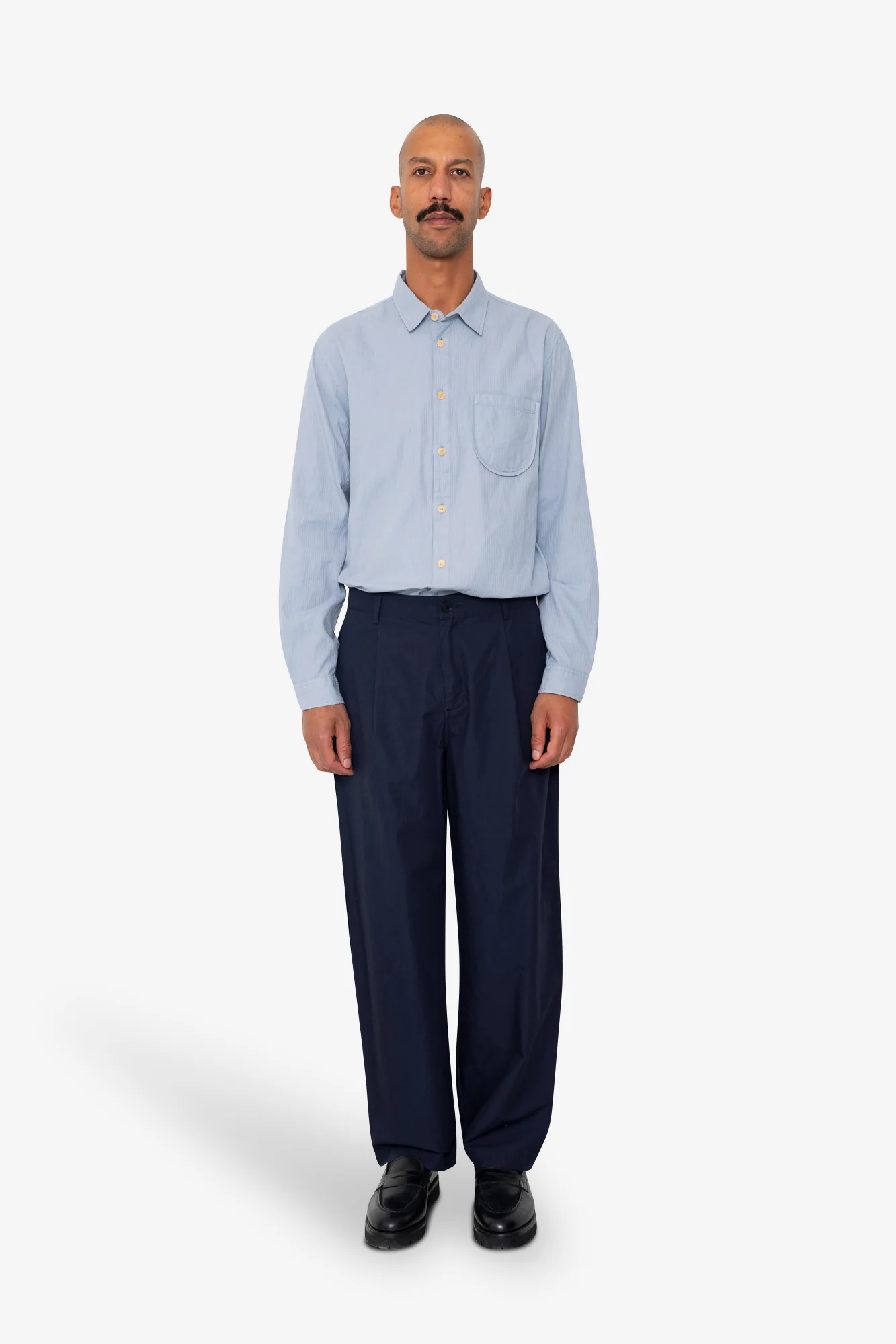 Wide Fit Trouser - Navy Tech Slub - Image 2
