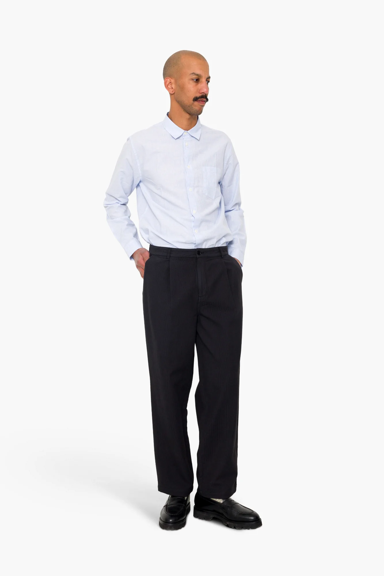Wide Fit Trouser - Soft Black Topstitch - Image 8