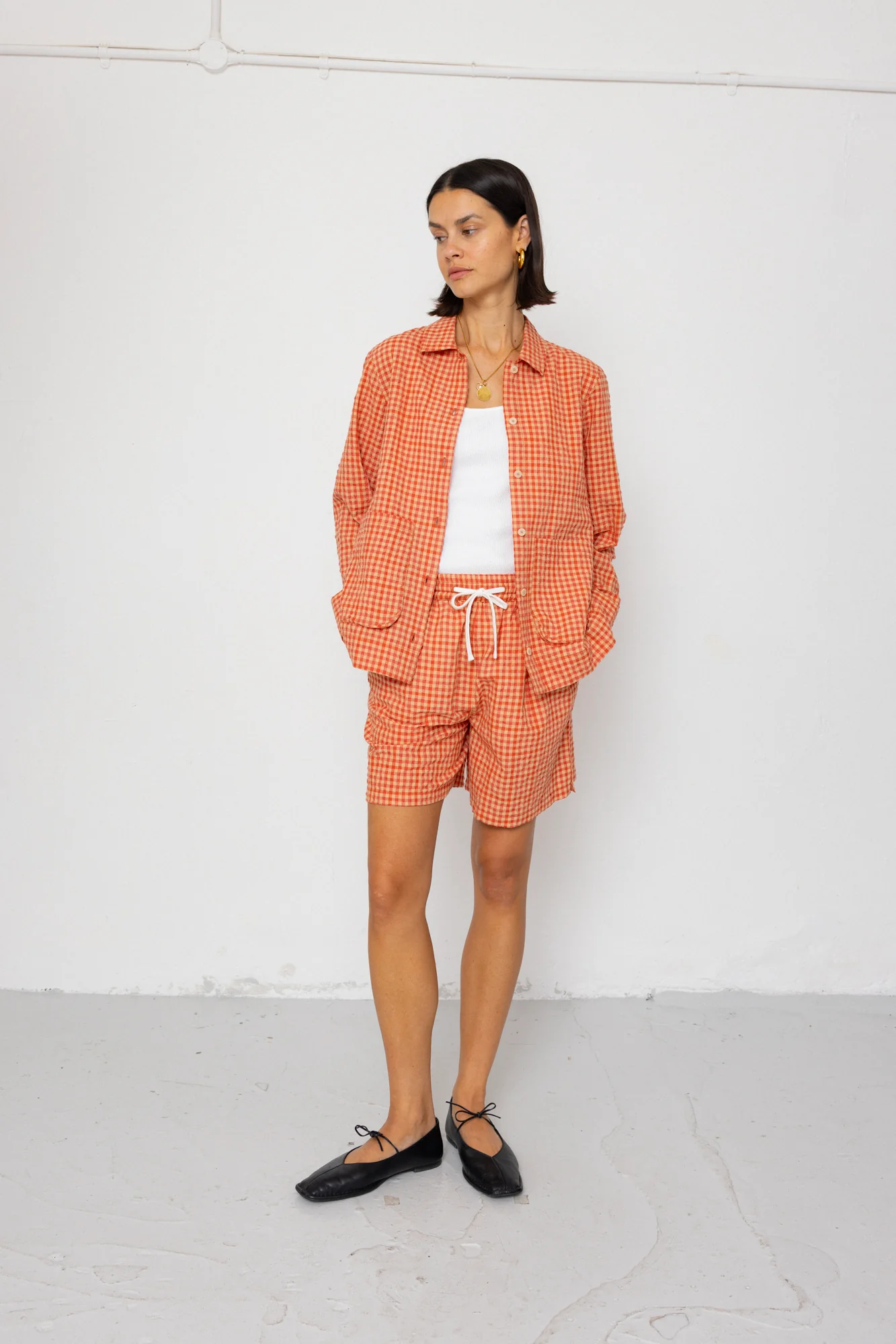 Wide Signal Shorts - Red Oxide Textured Check - Image 3