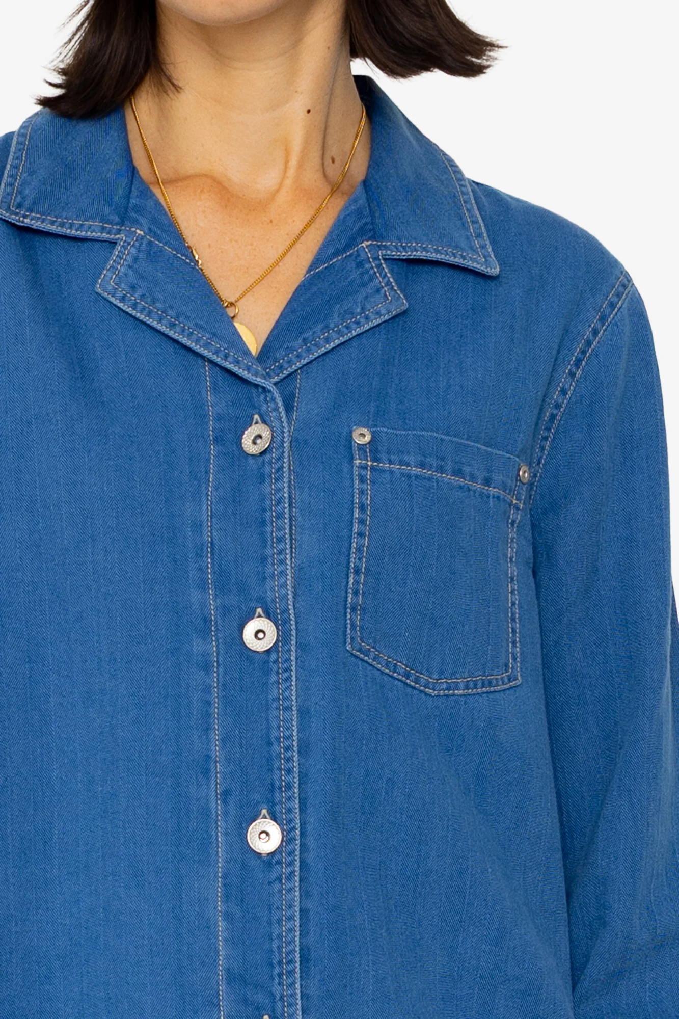 Worker Overshirt - Denim Herringbone - Image 8