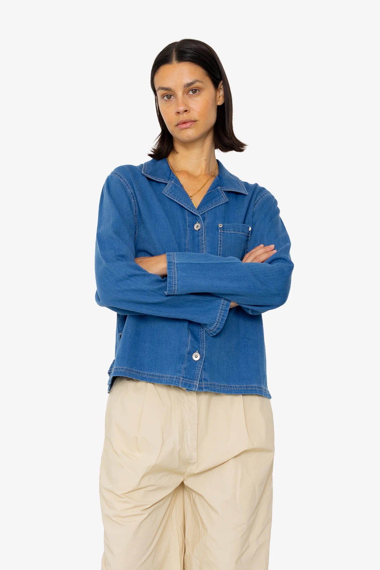Worker Overshirt - Denim Herringbone - Image 9