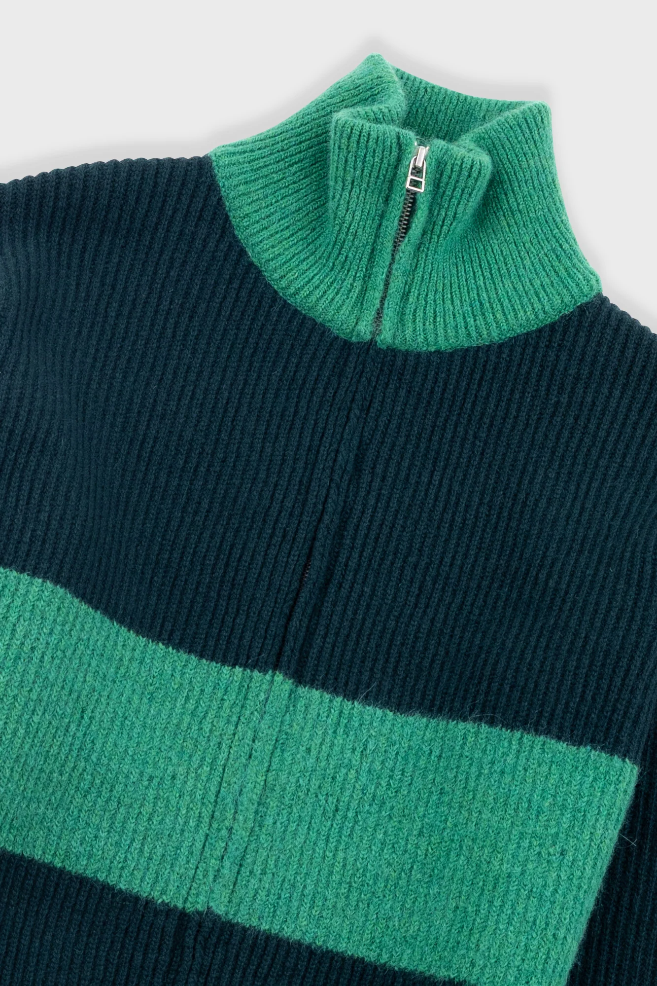 Zip Through Jumper - Dark Green Bright Green - Image 5