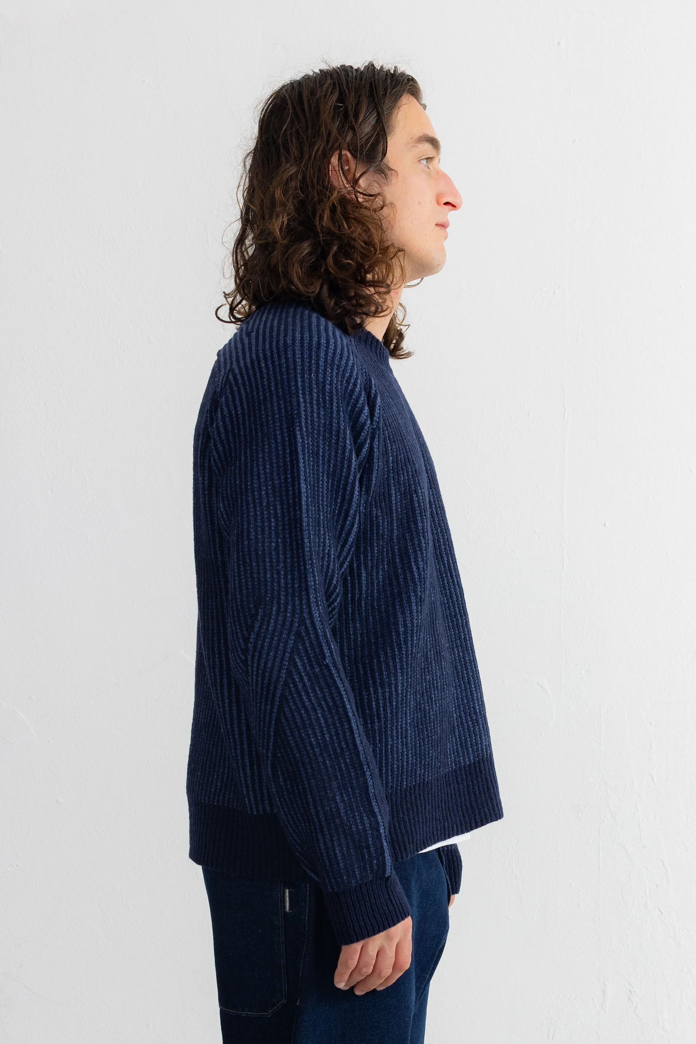 Plated Rib Crew - Navy / Soft Blue - Image 3