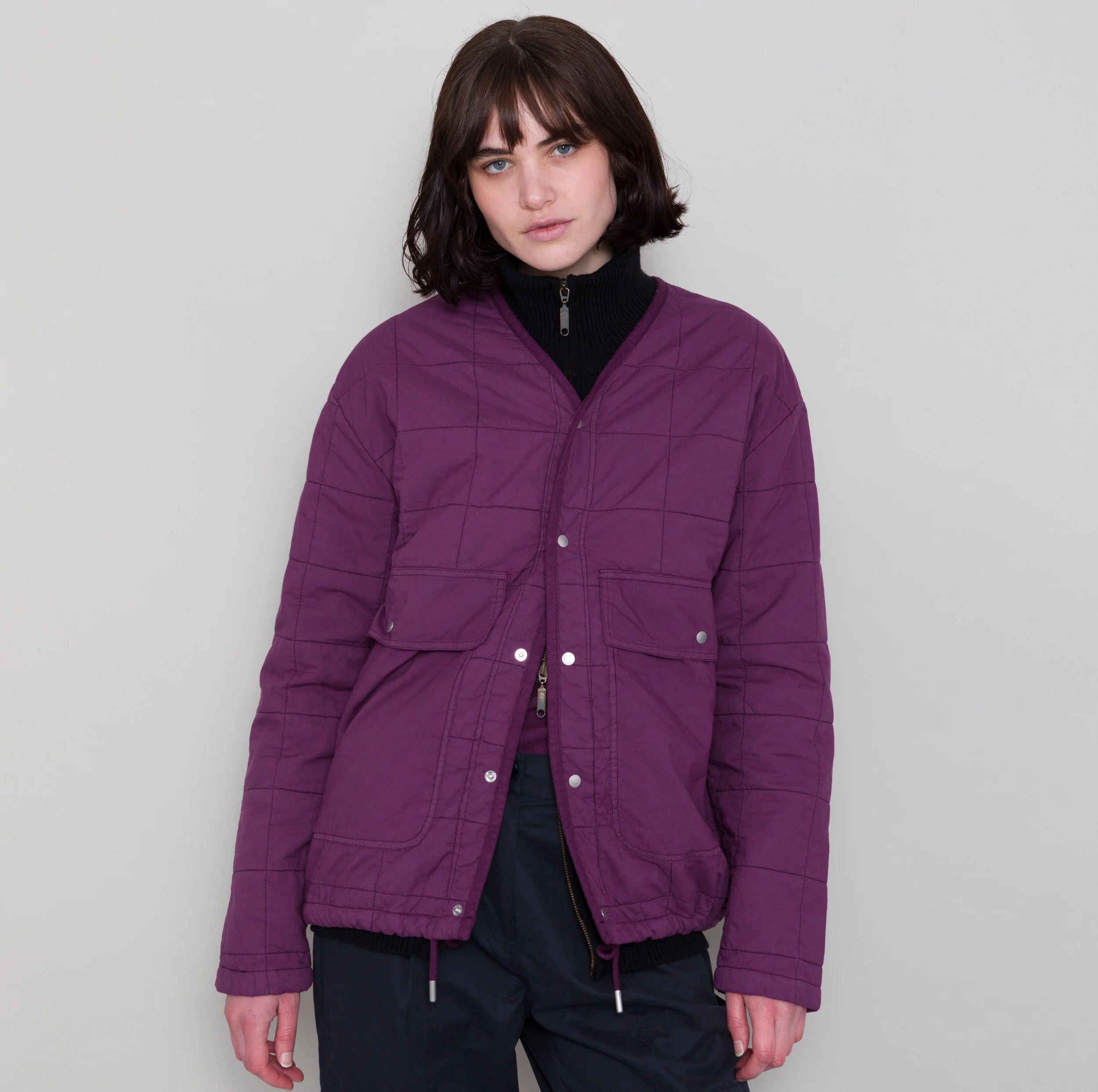 Qulited Boxy Jacket - Wine
