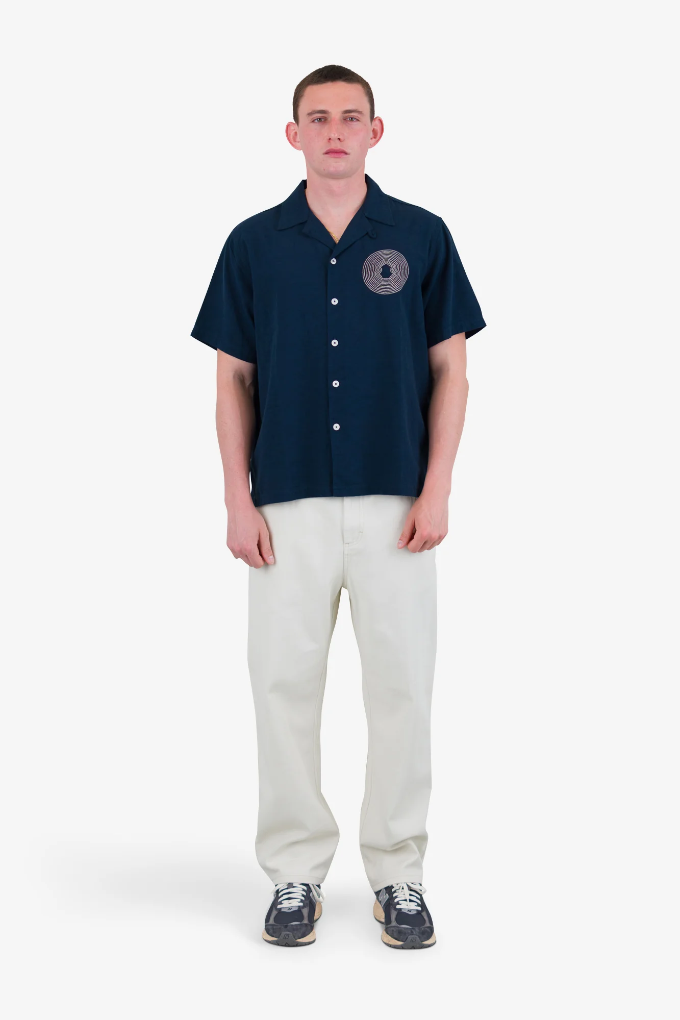 Relaxed Soft Collar Shirt - Navy - Image 2