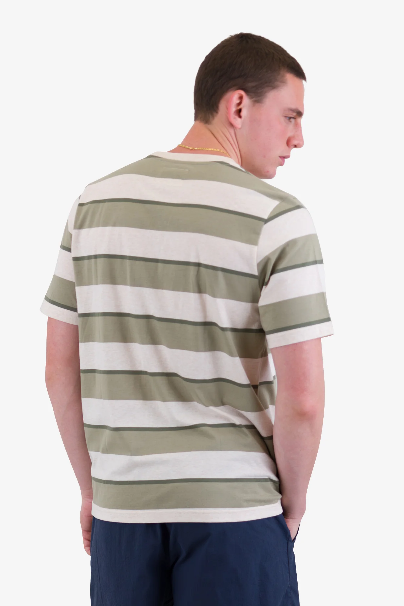 Shadow Stripe T-Shirt - Light Sage Melange - Image 7