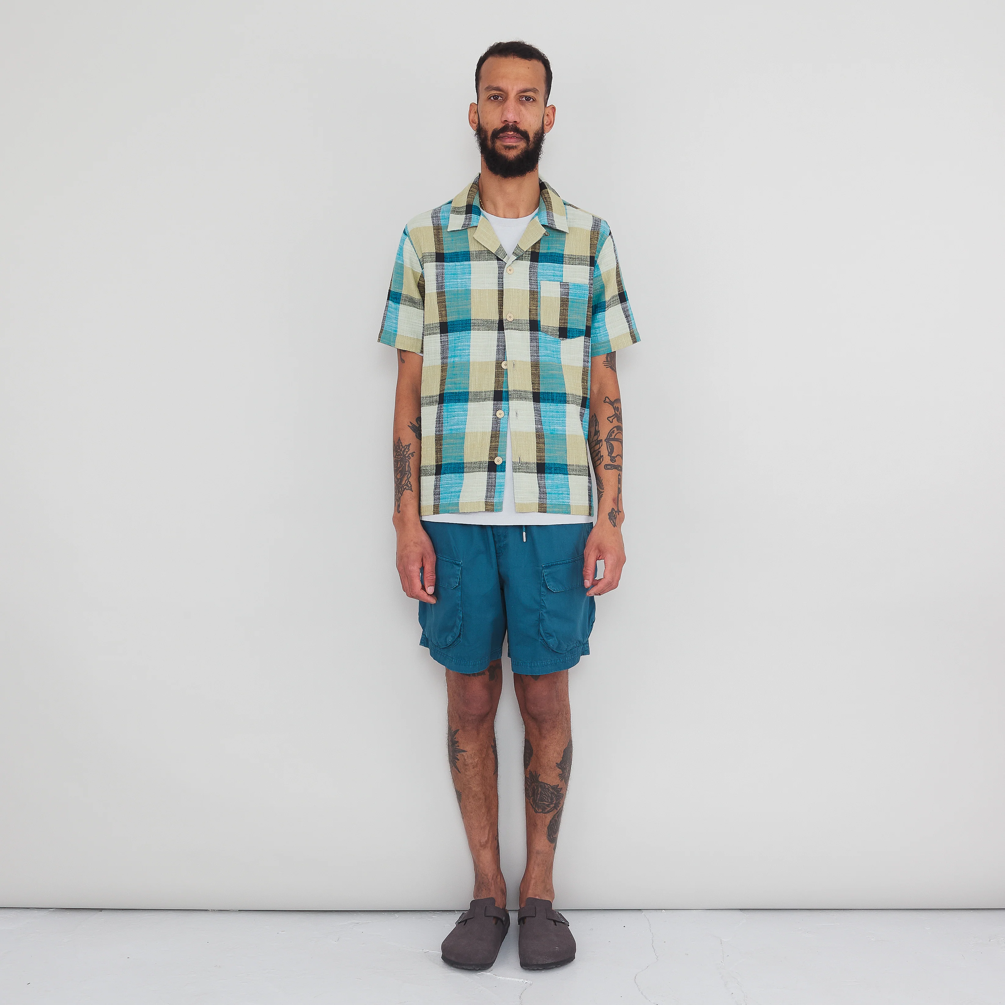 Short Sleeve Soft Collar Shirt - Multigingham Check - Image 4