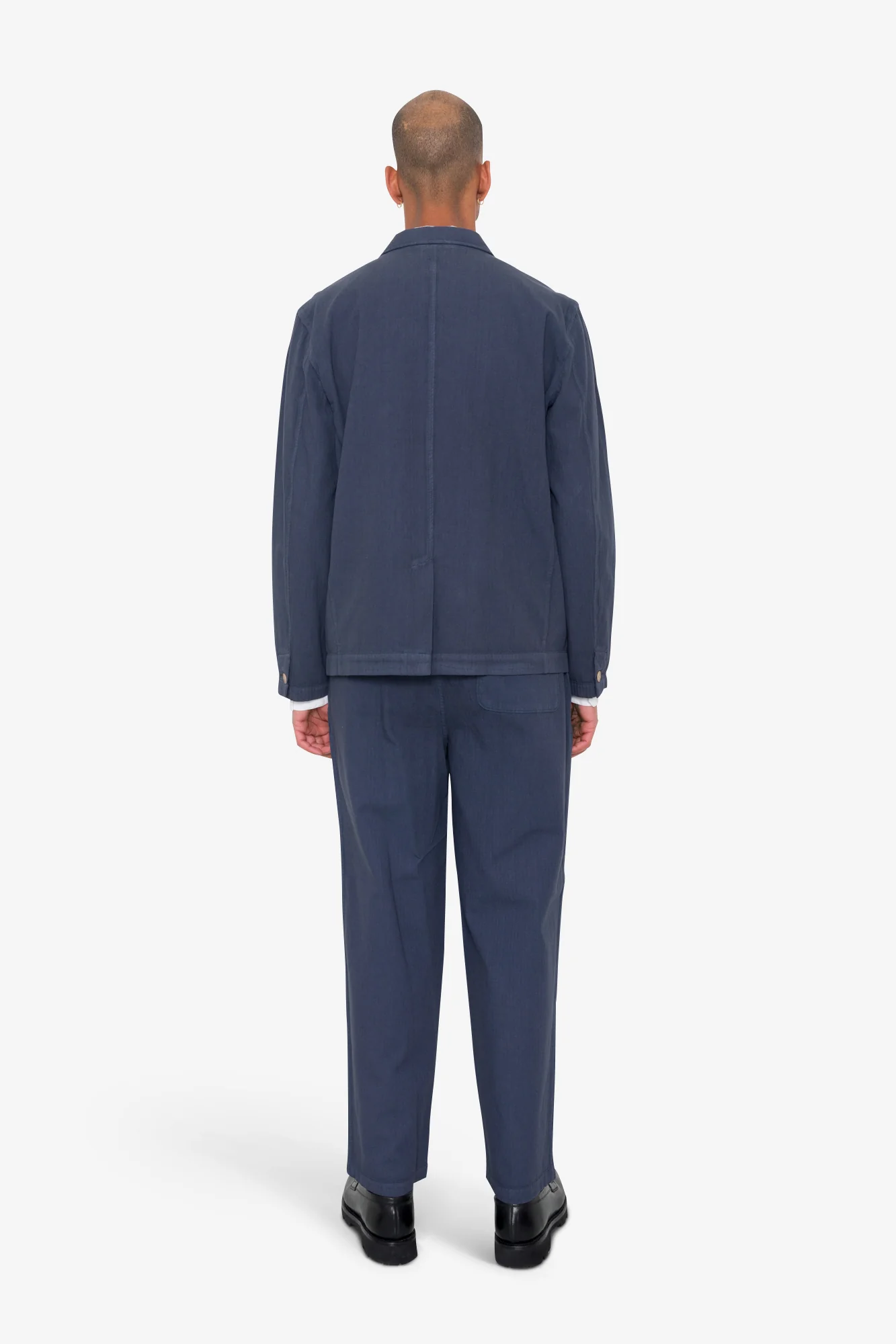 Wide Fit Blazer - Soft Navy Herringbone - Image 8