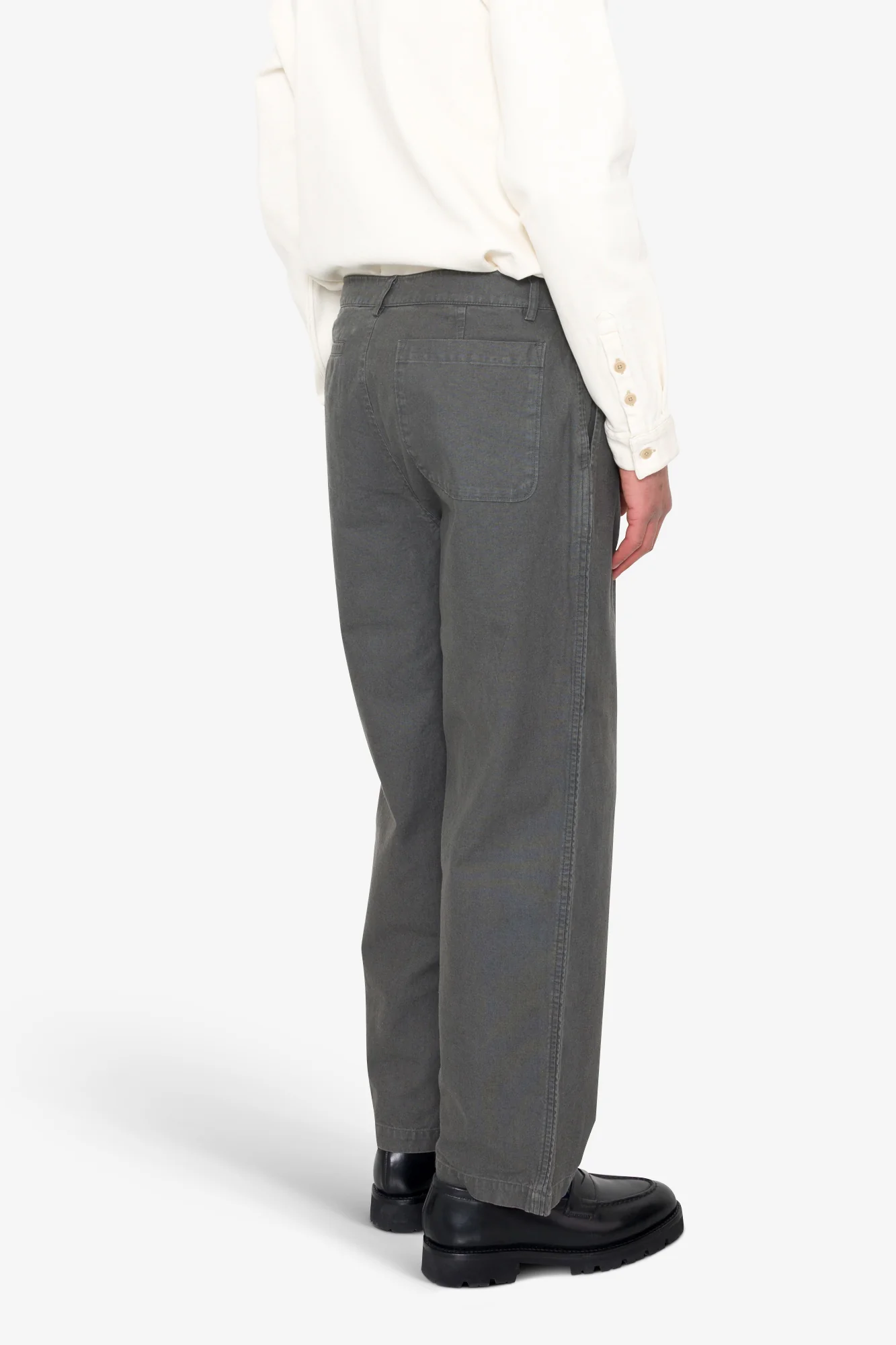 Wide Fit Trouser - Charcoal Hemp Canvas - Image 7