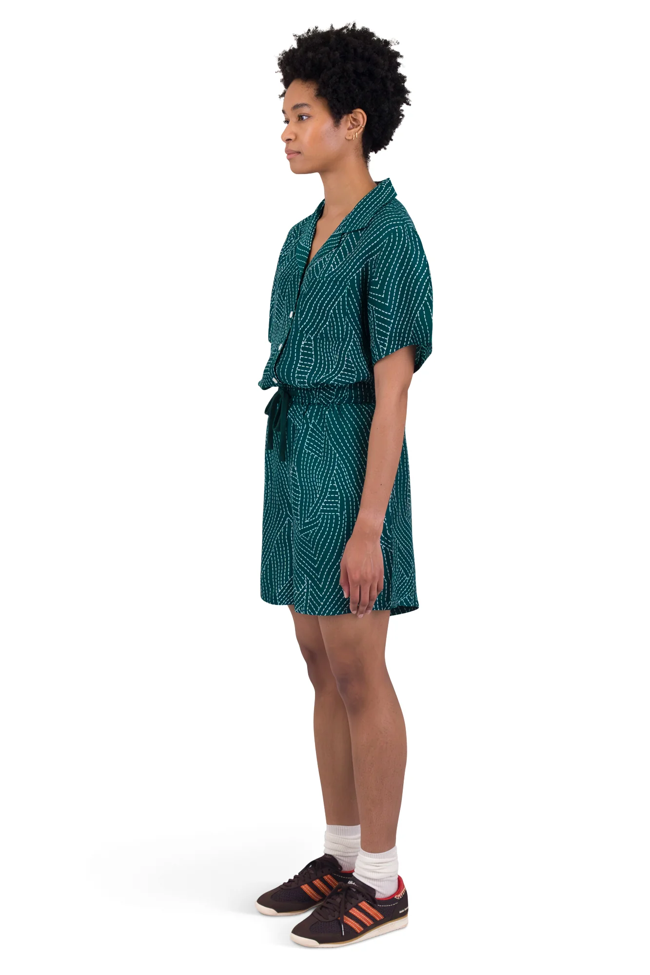 Wide Signal Shorts - Vintage Green Stitch Print - Image 3