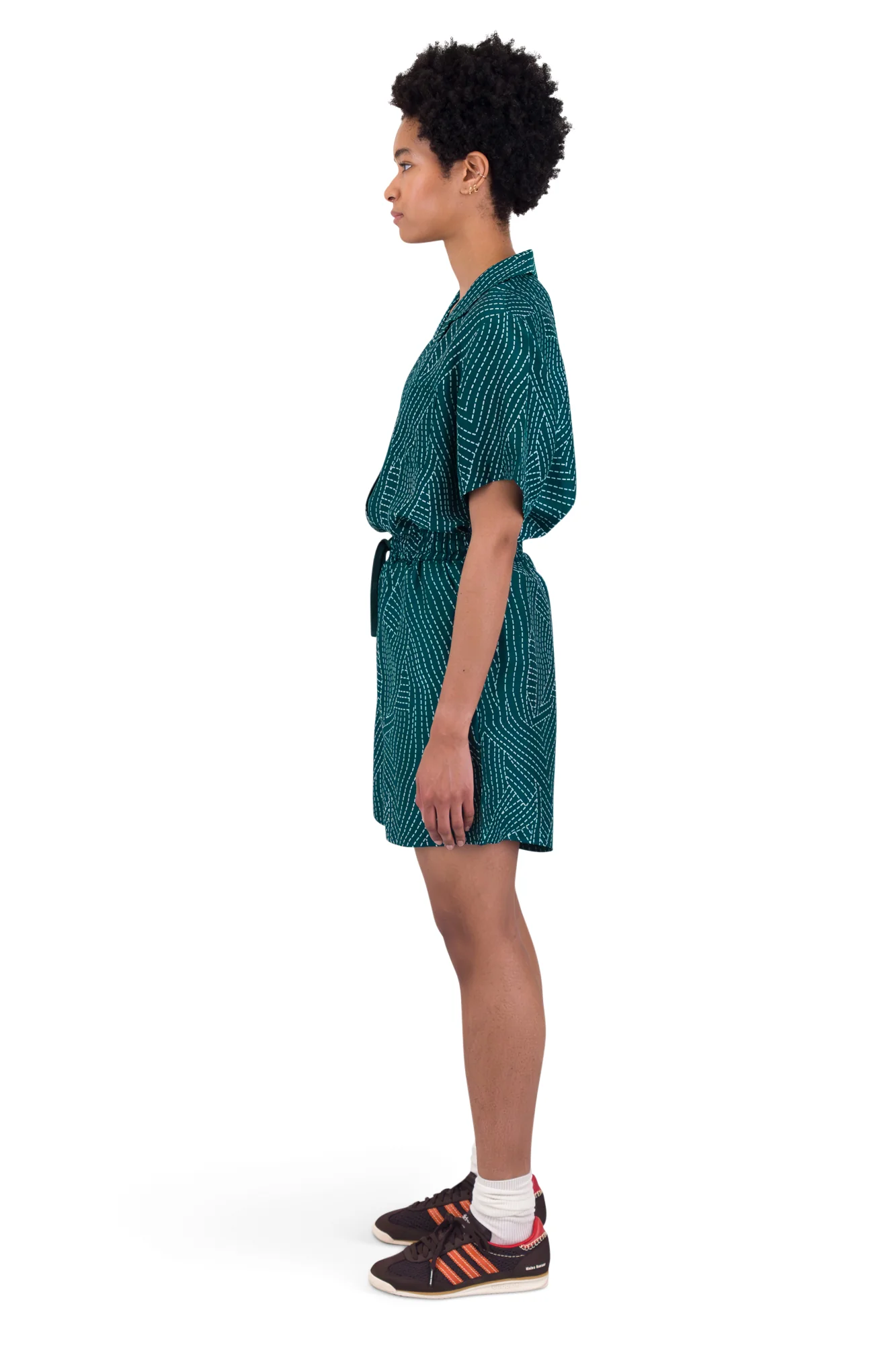 Wide Signal Shorts - Vintage Green Stitch Print - Image 4
