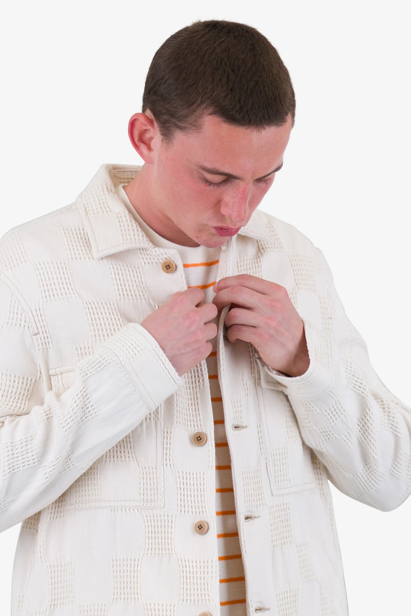 Zaki Jacket - Ecru Waffle Check - Image 6