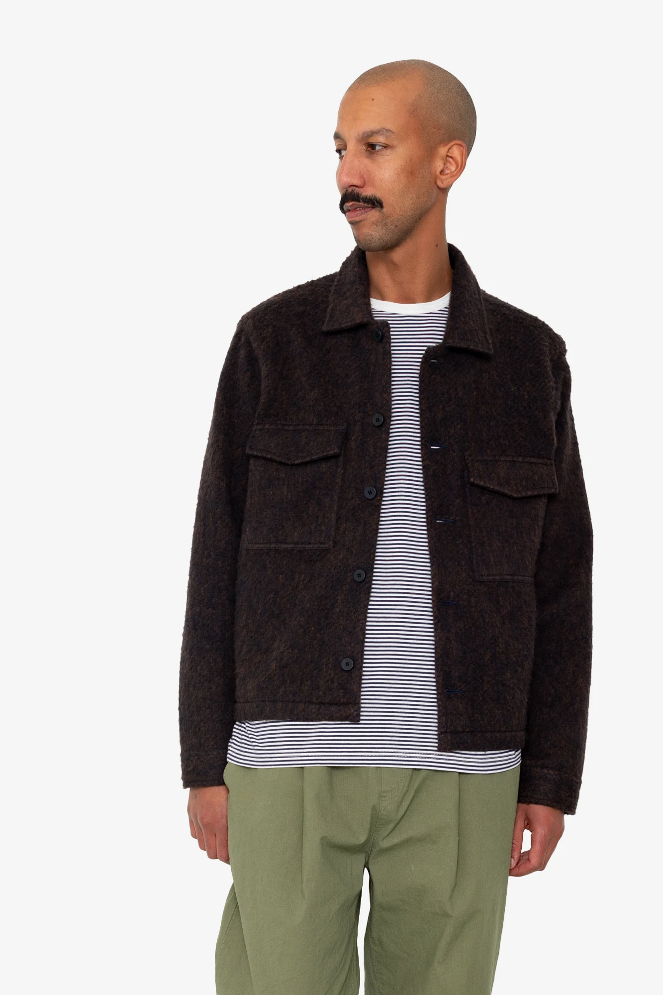 Zaki Jacket - Navy Espresso Brushed Wool - Image 6